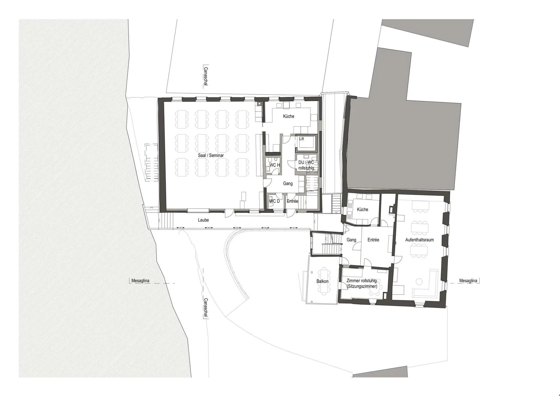 36_Umbau_Bergwaldzentrum mit Jugendherberge Mesaglina Via Principala Trin_Grundriss 2. Obergeschoss
